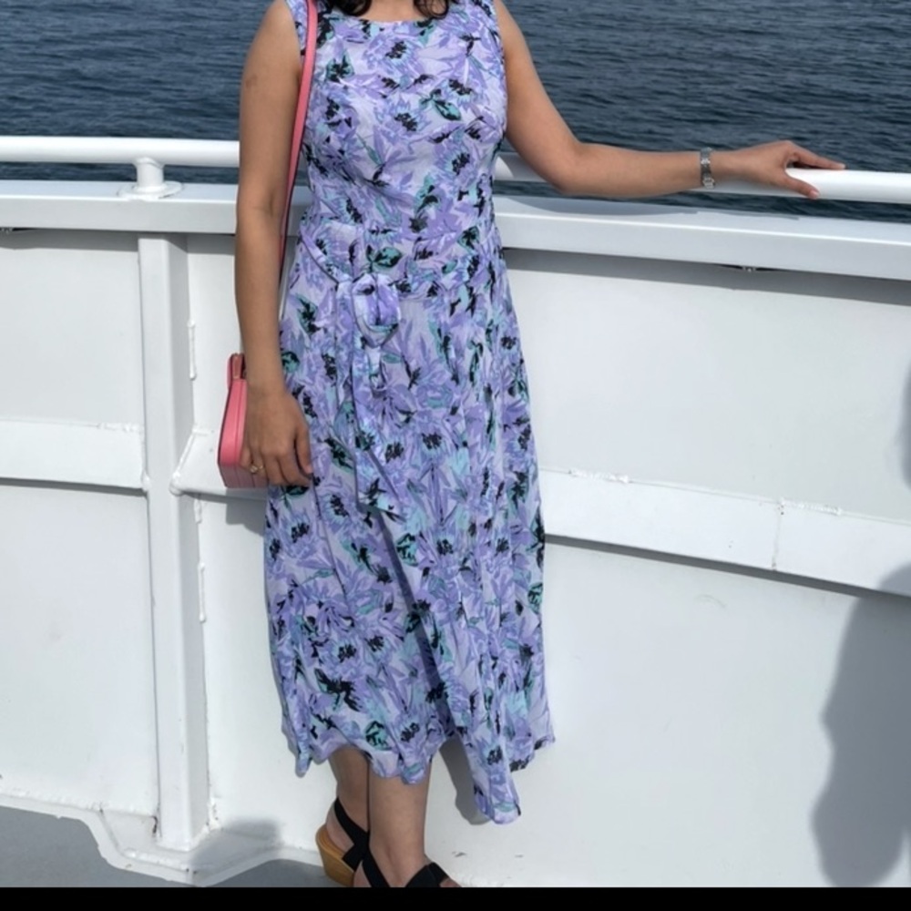 Evan Picone Black Label Lavender Floral Dress